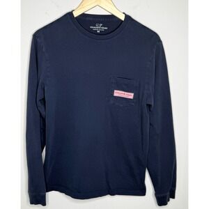 Vineyard Vines Classic Logo Box Long-Sleeve Pocket Tee Women's‎ XS Blue Casual